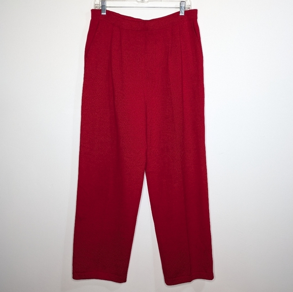 St.John red knit pull on pant 12